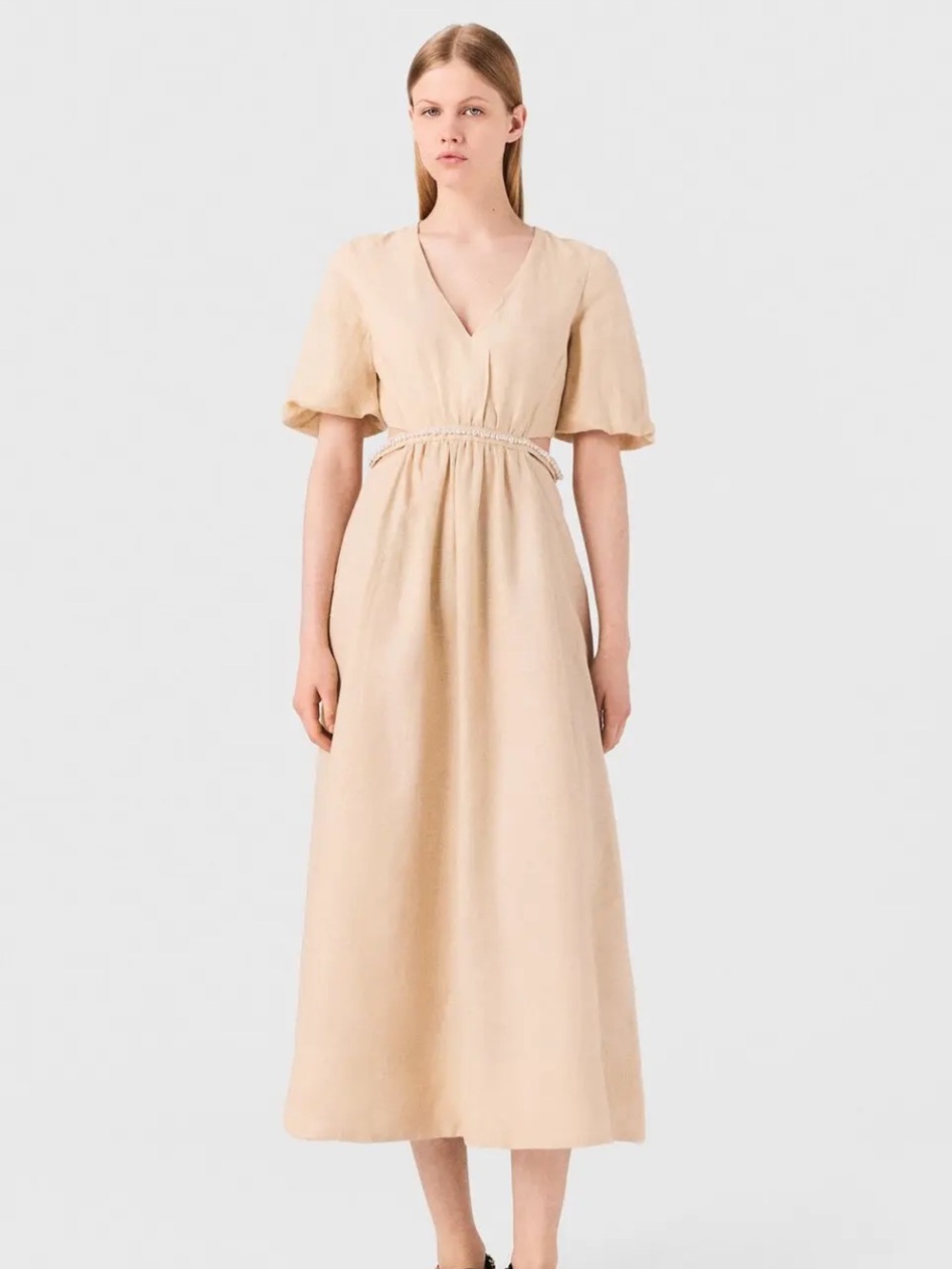 MAJE  Beige Open-Back Maxi Dress